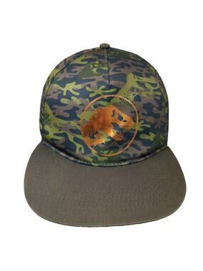 Jurassic World 5 Panel Green Brown Camo Hat One Size Adjustable Snapback Logo